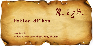 Mekler Ákos névjegykártya